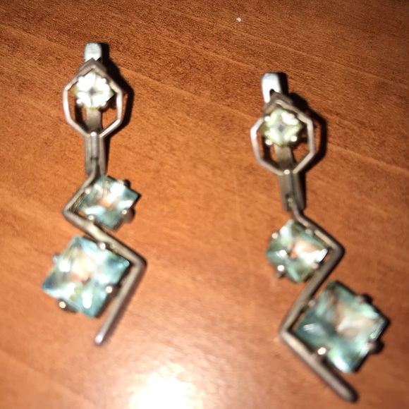 New Genuine Blue Topaz Earrings &Ring Silver925 English Lock - Picture 4 of 4